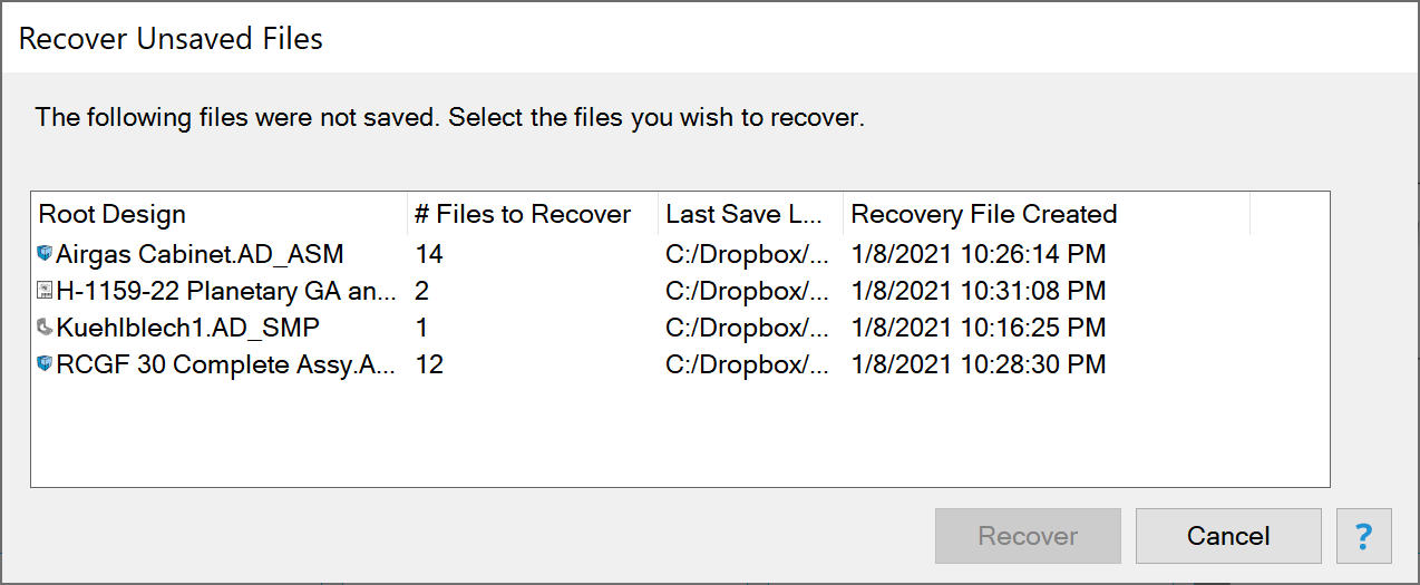 Select Auto Recovery Articles